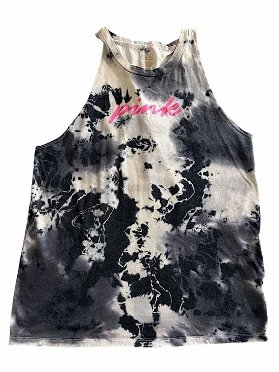 PINK Victoria's Secret Tie-Dye Twist Racerback Tank Pink Logo Size L - Picture 1 of 13